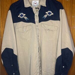 Men's Beige and Navy Western Shirt